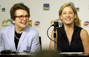 Jean King, left, and Chris Evert