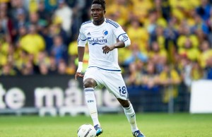 BRONDBY, DENMARK - SEPTEMBER 27: Daniel Amartey of FC Copenhagen controls the ball during the Danish Alka Superliga match between Brondby IF and FC Copenhagen at Brondby Stadion on September 27, 2015 in Brondby, Denmark. (Photo by Lars Ronbog / FrontZoneSport via Getty Images)