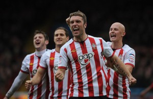 LONDON, ENGLAND - APRIL 09:  Rickie Lambert of Southampton celebrates scoring their second goal during the npower Championship match between Crystal Palace and Southampton at Selhurst Park on April 9, 2012 in London, England.  (Photo by Christopher Lee/Getty Images)